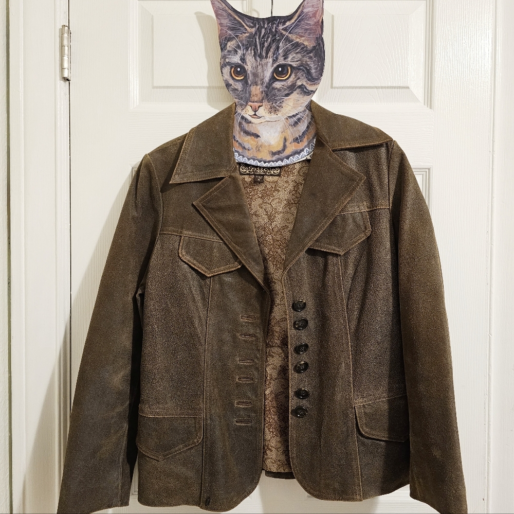 Guess Distressed Leather Jacket